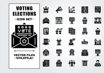  Voting Elections Set Files - obrazy, fototapety, plakaty