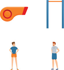 Workout icons set cartoon vector. People doing sport or physical exercise. Sport, healthy lifestyle