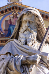 Statue of Saint Paul. Close up fragment. Inner yard of Basilica of Saint Paul Outside the Walls...