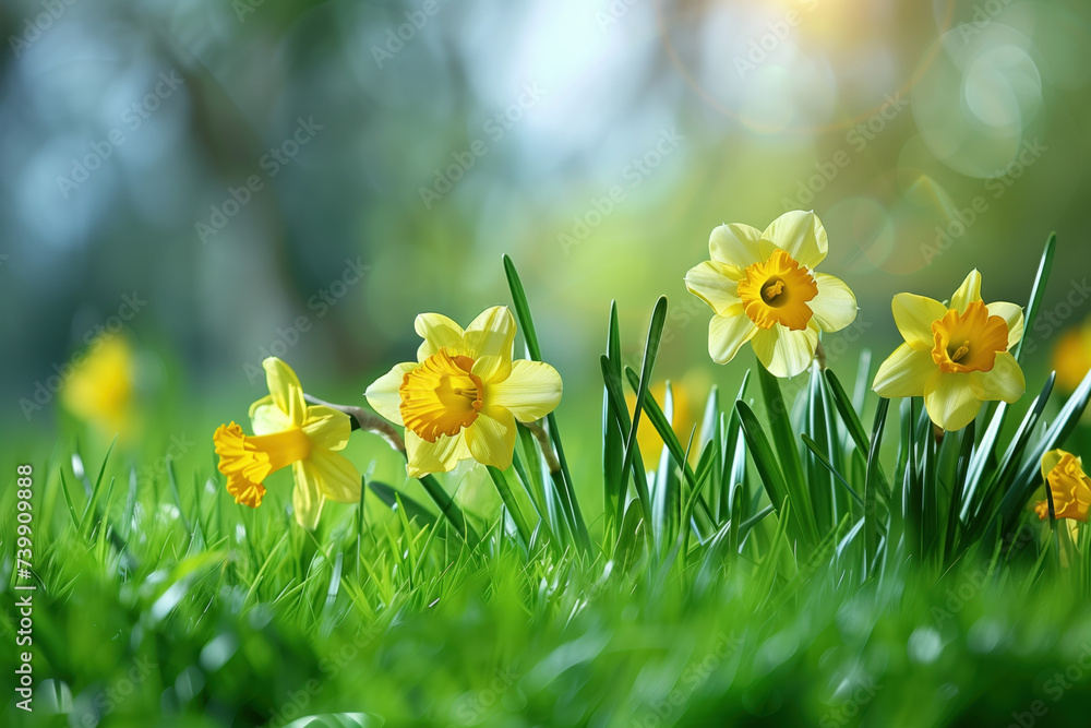 Aufkleber a slide background for showcasing spring. background image. created with generative ai technology