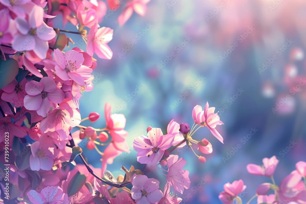 Poster a slide background for showcasing spring. background image. created with generative ai technology
