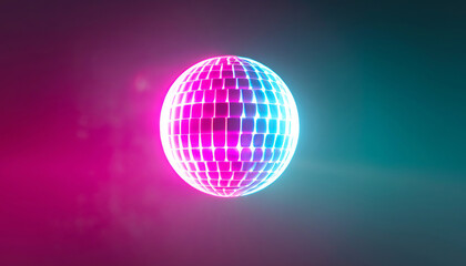 Fototapeta na wymiar A glowing disco ball against a vibrant, multicolored background
