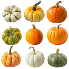 set of pumpkins isolated