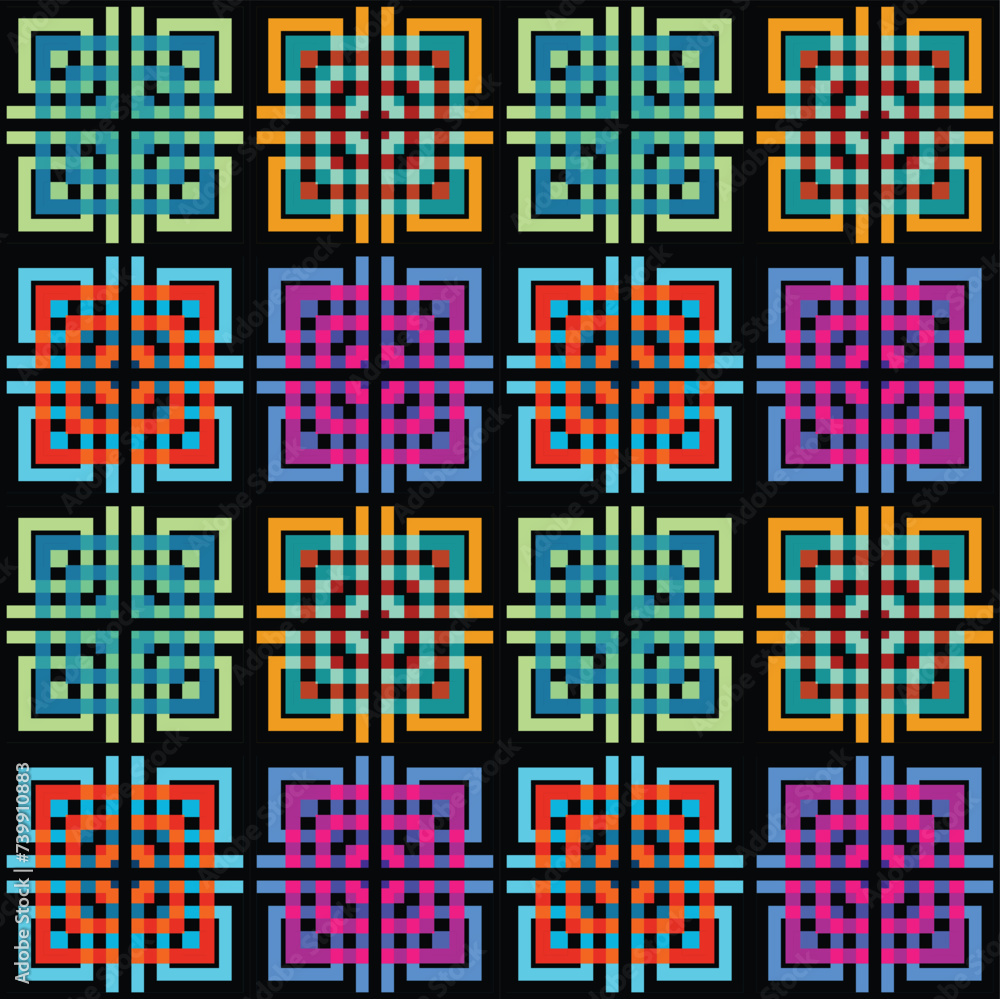 Fototapete seamless pattern of bright and colorful squares. this vector illustration is a unique and dynamic de