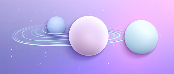3D style moon, sun, planet Saturn and planet Jupiter with stars background in white and light blue purple color style 