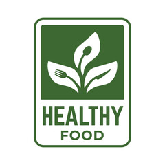 healthy food logo design with leaf elements.  Organic food vector design
