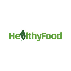 healthy food logo design with leaf elements.  Organic food vector design