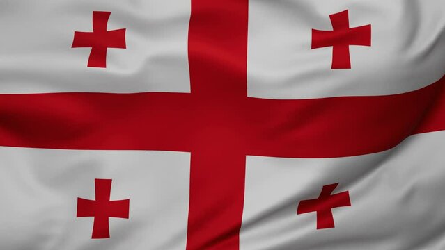 Georgia wavy flag swaying in the wind, looped endless cycled video, full screen covers flag background