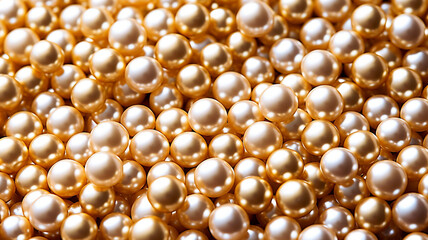 Close up of pearls on black background. Macro shot. Dhallow depth of field.