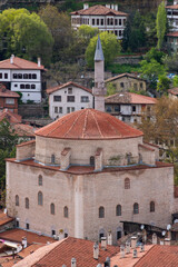 Obraz premium Traditional Ottoman Houses and mosques and Turkish baths in Safranbolu. Safranbolu is a UNESCO World Heritage Site. Old wooden mansions Turkish architecture. Safranbolu view.