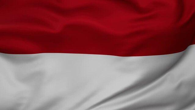 Indonesia, Java and Bali wavy flag swaying in the wind, looped endless cycled video, full screen covers flag background