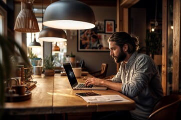 Fototapeta premium Home office elearning: Video conference presentation