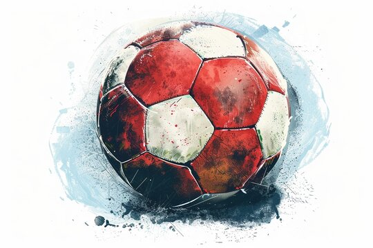Soccer ball Illustration, watercolor painting on a white background, sports, football, futsal or soccer.