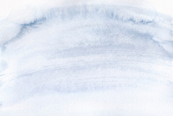 The gray-blue abstract watercolor background is hand-drawn. The texture of watercolor on paper. Wet ink texture, watercolor stain, splashes. A banner for design, business cards with a place for text.