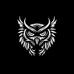 Fototapeta premium Owl - Black and White Isolated Icon - Vector illustration