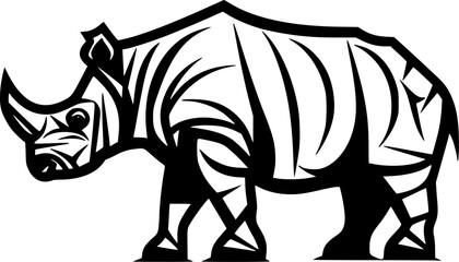 Rhinoceros | Black and White Vector illustration