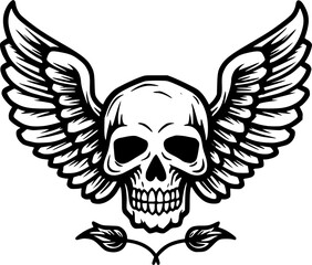Fototapeta premium Skull | Black and White Vector illustration
