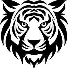 Fototapeta premium Tiger - Black and White Isolated Icon - Vector illustration