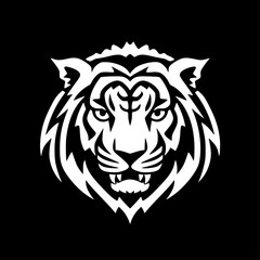 Obraz premium Tiger - Black and White Isolated Icon - Vector illustration