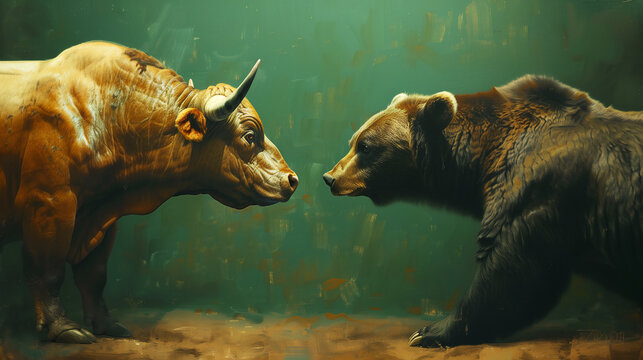 雄牛と熊（ブル・ベア）のイラスト