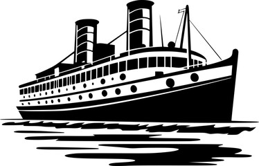 Obraz premium Boat - Black and White Isolated Icon - Vector illustration