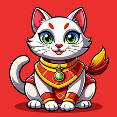 china Cat, real style, cute,  white background