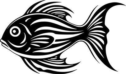 Obraz premium Fish - Black and White Isolated Icon - Vector illustration
