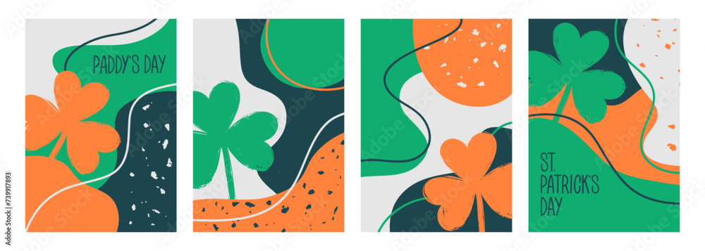 Poster st. patrick's day celebration backgrounds with shamrock symbol for paddy's day holiday greetings and
