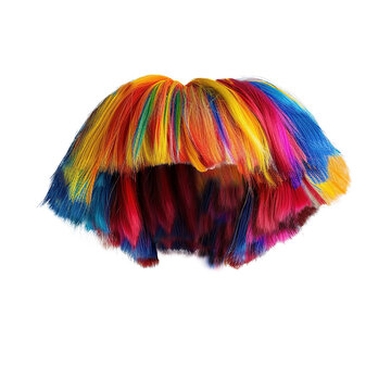 Multicolored Bob Style Wig Isolated on White