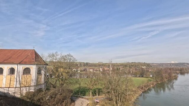 The confluence of the Naab and the Danube in Regensburg Mariaort