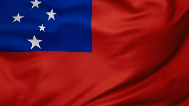Independent State of Samoa or Western Samoa wavy flag swaying in the wind, looped endless cycled video, full screen covers flag background