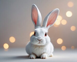 Photo Of White Rabbit Ears White Cutout Background, Easter Day, 3D Rendering Illustration.