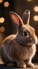 Photo Of Illustration Of A Cute Fluffy Brown Bunny.