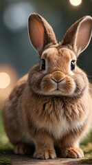 Photo Of Illustration Of A Cute Fluffy Brown Bunny.
