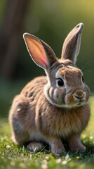 Obraz premium Photo Of Mother Bunny & Baby Bunnies.