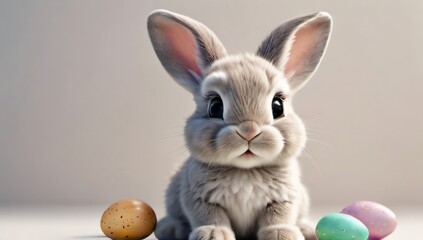 Photo Of Illustration Of A Cute Easter Bunny Isolated In A White Background Technology.
