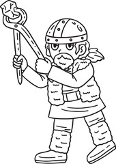 Viking Working in the Forge Isolated Coloring 