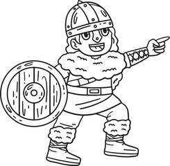 Viking Navigating Isolated Coloring Page for Kids