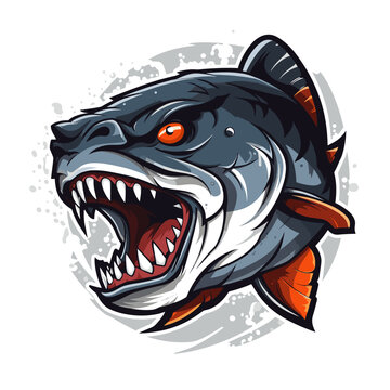 Piranha esport vector logotype, logo piranha, icon piranha, sticker piranha, symbol piranha, emblem piranha, fish