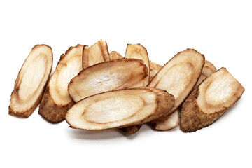 Burdock Root (Gobo) on white background.