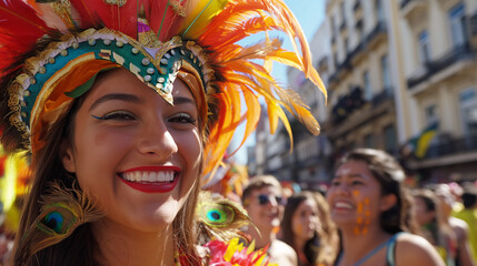 Celebrating llamadas Parade through the streets of Montevideo.