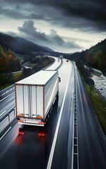 Truck on highway, professional transport industry concept, long haul deliveries - obrazy, fototapety, plakaty