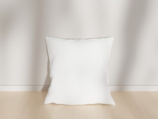 Blank white soft square pillow, front view, mockup for your design, home decor