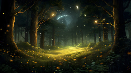 Fireflies in a dark forest wallpaper,,
Jungle forest. Tropical trees in Thailand
