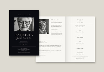 Funeral Program Template with Dark Cover