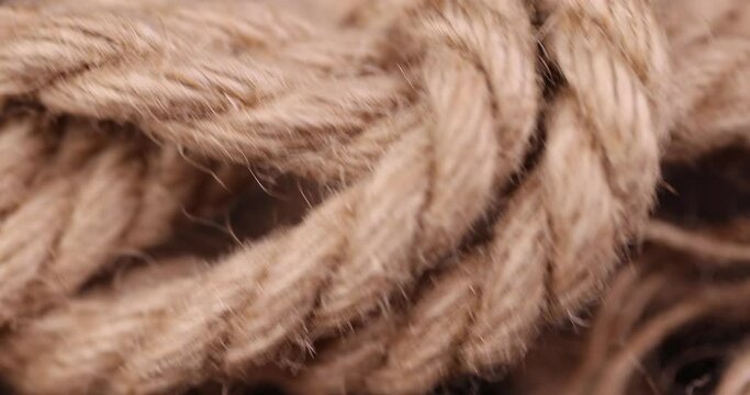 coarse linen rope in close-up, a rope from which you can tie a knot