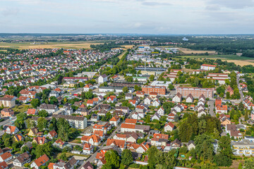 Dillingen im Donautal in Nordschwaben, Blick auf die östlichen Stadtteile