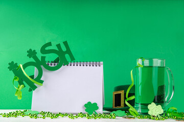 Green beer pint mug saint patrick's day background