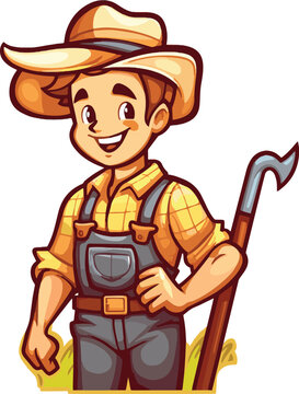 cowboy farmer cartoon character illustration