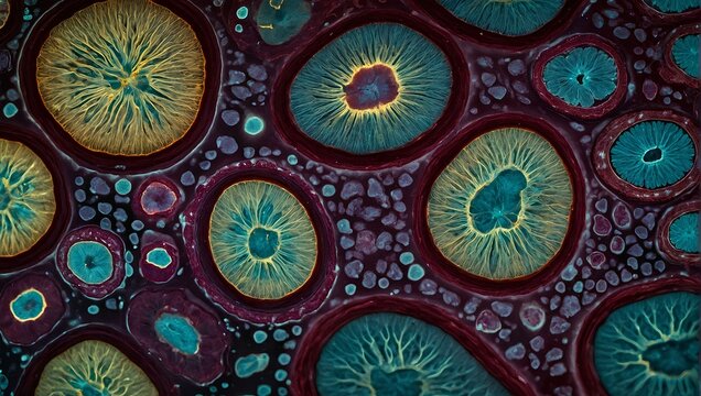 Tissue photography involves meticulously capturing highly detailed images of stained biological specimens under a microscope, crucial for scientific and medical analysis in fields like histology and p